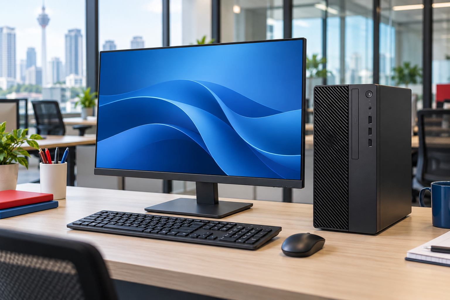 Illustration: Used office desktop PCs