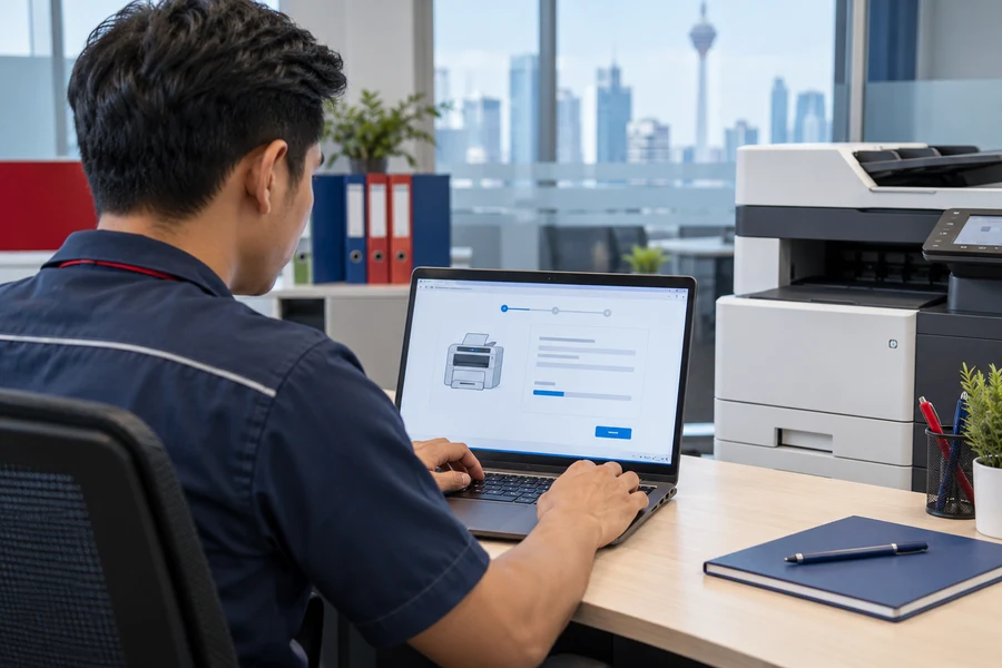 Illustrative printer driver configuration on a laptop
