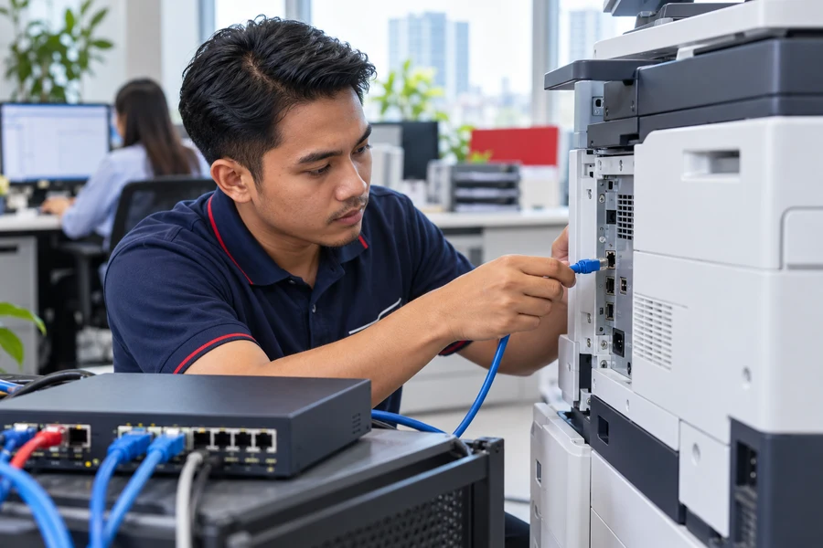Illustrative ethernet connection for network printing
